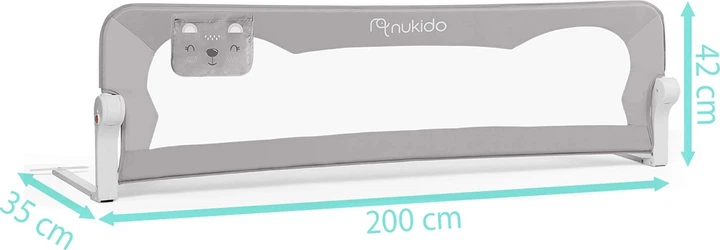Захисний бар'єр для ліжка Nukido 200 x 42 x 35 см сірий (5903890631987) - зображення 2