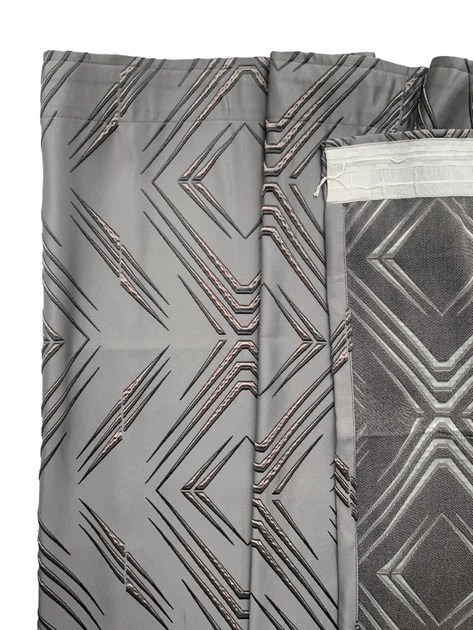 Комплект штор Umbra жакардовий 150×270 см 2шт, сірий з геометричною вишивкою - зображення 3