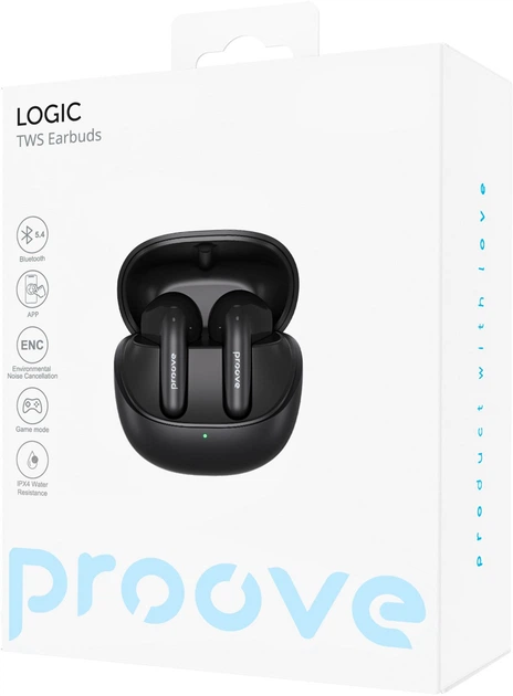 Навушники Proove Logic TWS (APP) Pearl Black (612180808) - зображення 10