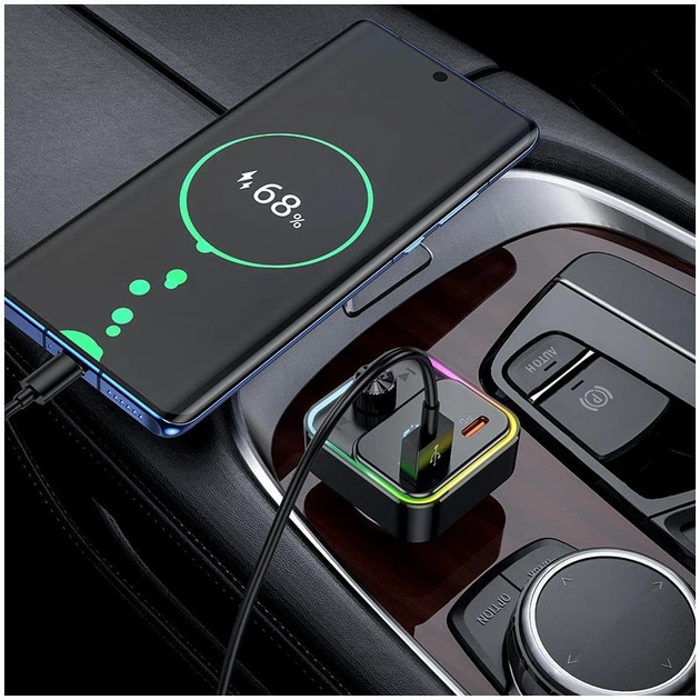 FM-трансмітер Hoco E81 Fantasy PD30W QC3.0 із швидкою зарядкою для автомобіля чорний - зображення 3