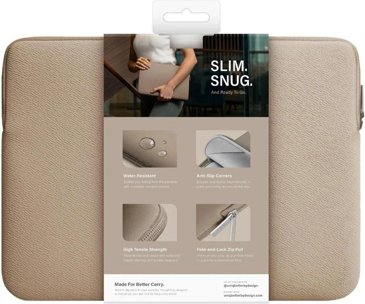 Etui na laptopa Uniq Cyprus Textured Neoprene Water-Resistant 14" Nude Brown (8886463689172) - obraz 7