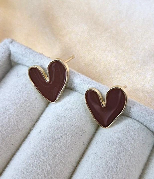 Сережки деликатные Сердечки jewelry Коричневые - изображение 9