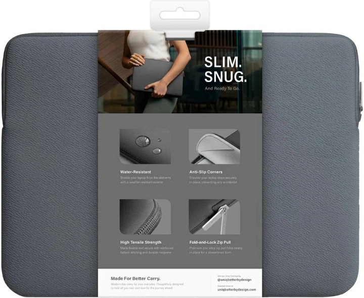 Etui na laptopa Uniq Cyprus Textured Neoprene Water-Resistant 16" Onyx (8886463689196) - obraz 7