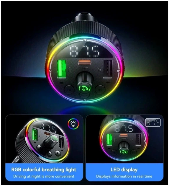 FM-трансмиттер Hoco E82 Guerrero PD30W черный с поддержкой Quick Charge 3.0 и Power Delivery - изображение 9