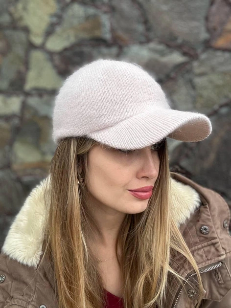Бейсболка кепка з ангори жіноча тепла Zefur One size бежева - Фото 1 Бейсболка кепка з ангори жіноча тепла Zefur One size бежева - изображение 1