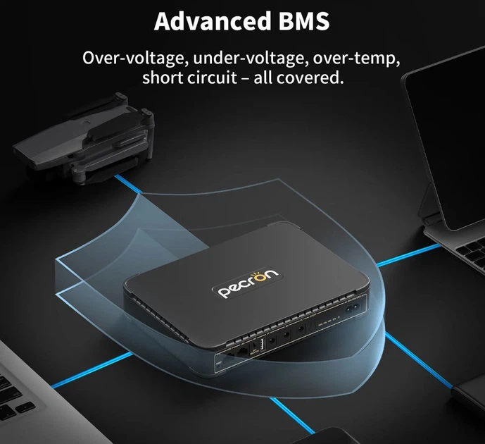 UPS ДБЖ безперебійне живлення для роутера, термінала GPON/EPON 5/9/12V, 2A Pecron PD-39 36W 10400mAh - зображення 7