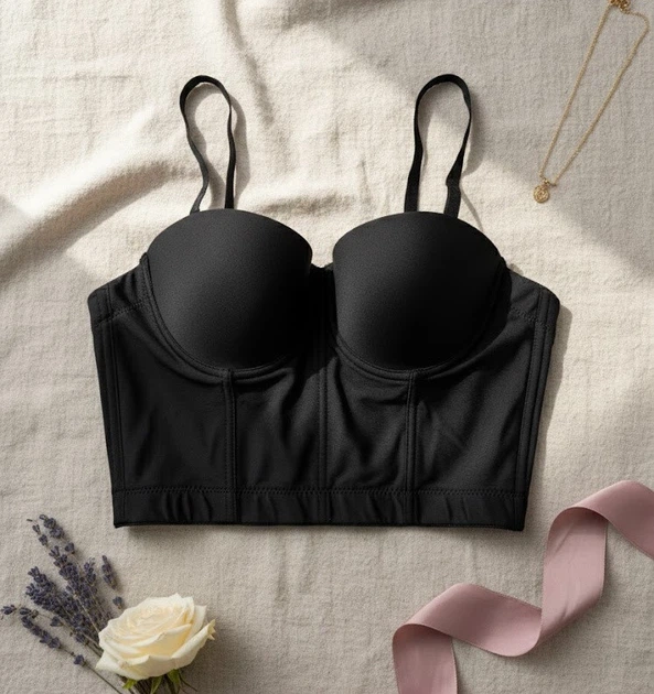 Короткий корсет-бюстьє з чашками Honey Fashion Accessories XS чорний (10-28) - зображення 2