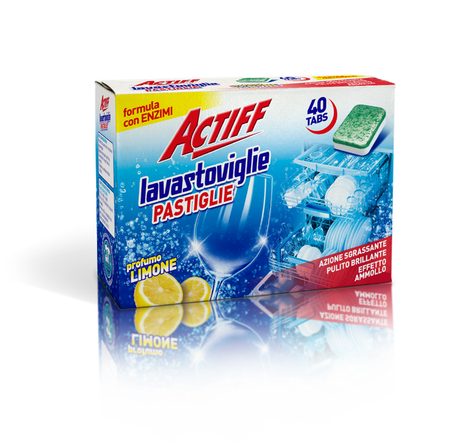 Таблетки для посудомийної машини ACTIFF Pastigle Lavastoviglie Tab з ароматом лимону, 6*40*15 г