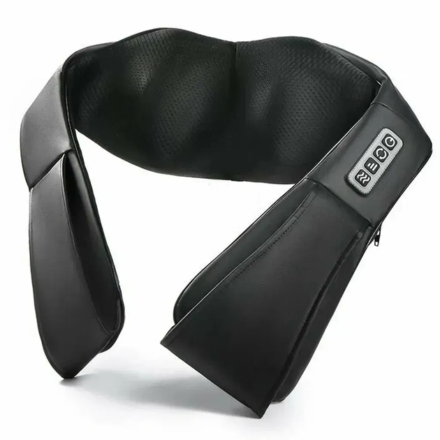 Массажер роликовый Massager of neck kneading Shiatsu для шеи, спины и всего тела с подогревом чёрный - изображение 9