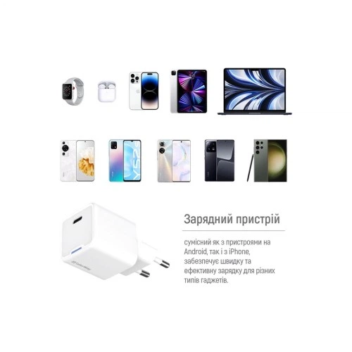 Зарядний пристрій ColorWay GaN Mini 30W PD Port PPS USB-C white + cable Type-C (CW-CHS054PDC-WT) ColorWay CW-CHS054PDC-WT 925589 - Фото 12 Зарядний пристрій ColorWay GaN Mini 30W PD Port PPS USB-C white + cable Type-C (CW-CHS054PDC-WT) ColorWay CW-CHS054PDC-WT 925589 - зображення 12