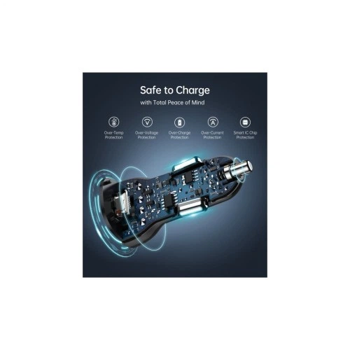 Зарядний пристрій Choetech car 2хUSB-C 40W PD black (TC0008-BK) Choetech TC0008-BK 925338 - зображення 7