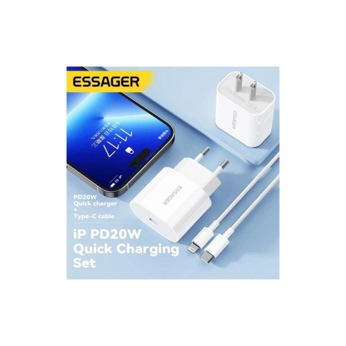 Зарядное устройство Essager USB-C PD20W + cable USB-C to Lightning white (EFJB02-XBL02-T) Essager EFJB02-XBL02-T 925832 - изображение 3