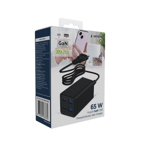 Зарядное устройство Gembird 2xUSB-C PD65W + 2xUSB QC3.0 30W black (TA-UC-2A2C-PD65-01-BK) GEMBIRD TA-UC-2A2C-PD65-01-BK 925873 - изображение 6
