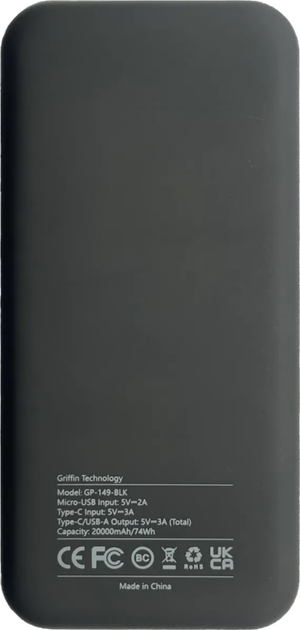 Акумулятор універсальний Griffin 20000mAh GP-149 Black (для Wi-Fi роутера) - Фото 2 Акумулятор універсальний Griffin 20000mAh GP-149 Black (для Wi-Fi роутера) - зображення 2