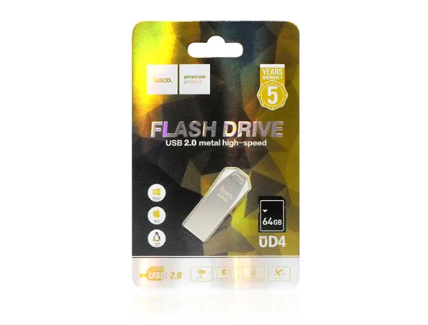 Флеш память USB 64 GB Hoco UD4 USB 2.0 серебристый - изображение 4