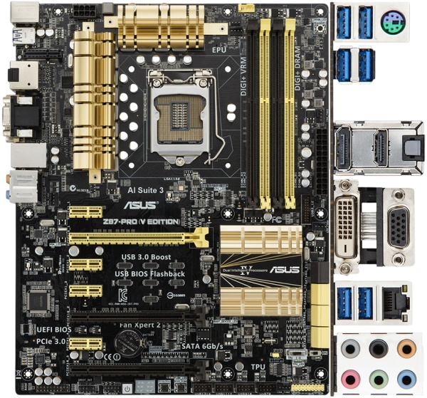 Материнская плата Asus Z87-PRO (V EDITION) LGA 1150 (Z87-PRO (V EDITION)) Б/У - изображение 3