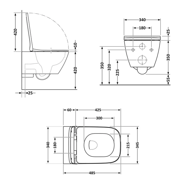 Унитаз подвесной Qtap Crow безободковый с сиденьем Soft-close QT05335171W - изображение 2