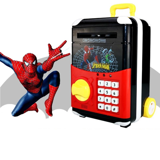 Игрушечный детский сейф IQToy Супергерои Spider Man Человек Паук чемодан на колесах копилка с электронным кодовым замком - Фото 1 Игрушечный детский сейф IQToy Супергерои Spider Man Человек Паук чемодан на колесах копилка с электронным кодовым замком - изображение 1