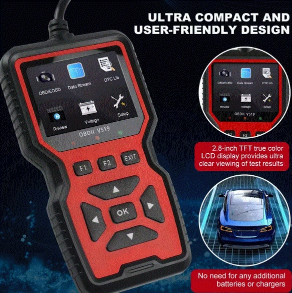 Автосканер V519 диагностический адаптер OBD Il/EOBD - изображение 2
