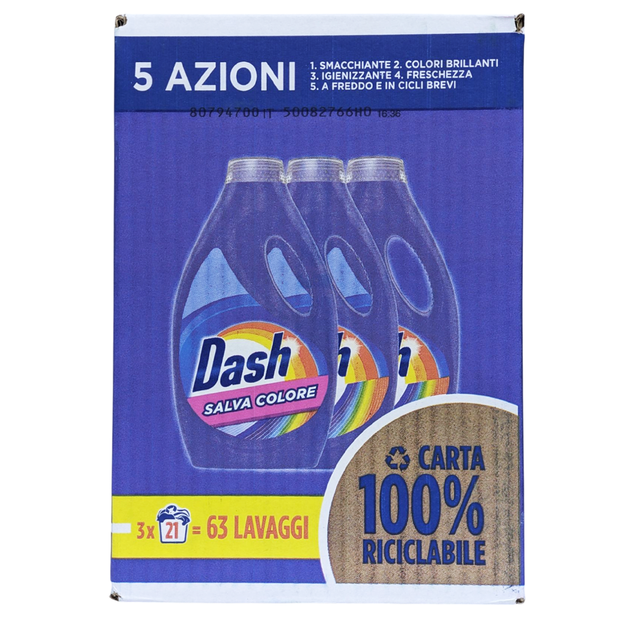 Рідкий засіб для прання кольорових речей DASH lav liq base lav 21 ml.1050 colore x3 tripack - Фото 1 Рідкий засіб для прання кольорових речей DASH lav liq base lav 21 ml.1050 colore x3 tripack - зображення 1