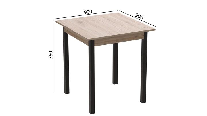 Стіл кухонний Ferrum-decor Дієго 75x90x90 Чорний ДСП Дуб Сан-Марино 16мм (DIE0016) - зображення 2