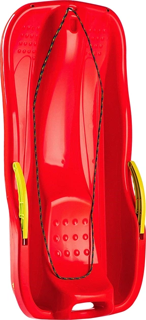 Sanki plastikowe Kadax z rączkami, hamulcem i linką Czerwone K6408 (5903699455524) - obraz 2