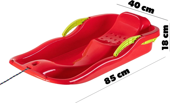 Sanki plastikowe Kadax z rączkami, hamulcem i linką Czerwone K6408 (5903699455524) - obraz 8