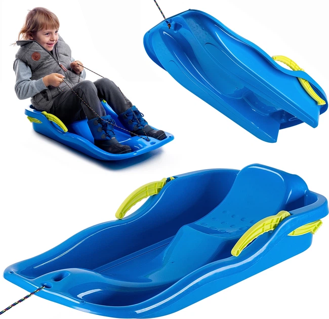 Sanki plastikowe Kadax z rączkami, hamulcem i linką Niebieskie K6409 (5903699455531) - obraz 6