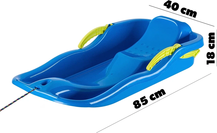 Sanki plastikowe Kadax z rączkami, hamulcem i linką Niebieskie K6409 (5903699455531) - obraz 8