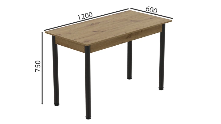 Стол кухонный Ferrum-decor Бенита 75x120x60 Черный ДСП Дуб Артизан 16мм (BEN0006) - изображение 3