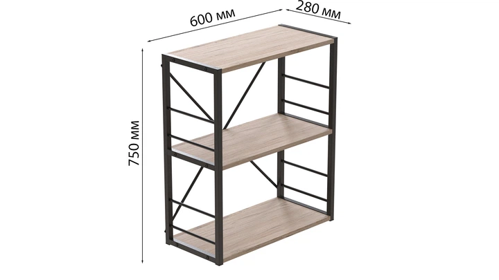 Этажерка Ferrum-decor Конект 73x60x28 см Дуб Сан-Марино (XK00218) - изображение 2
