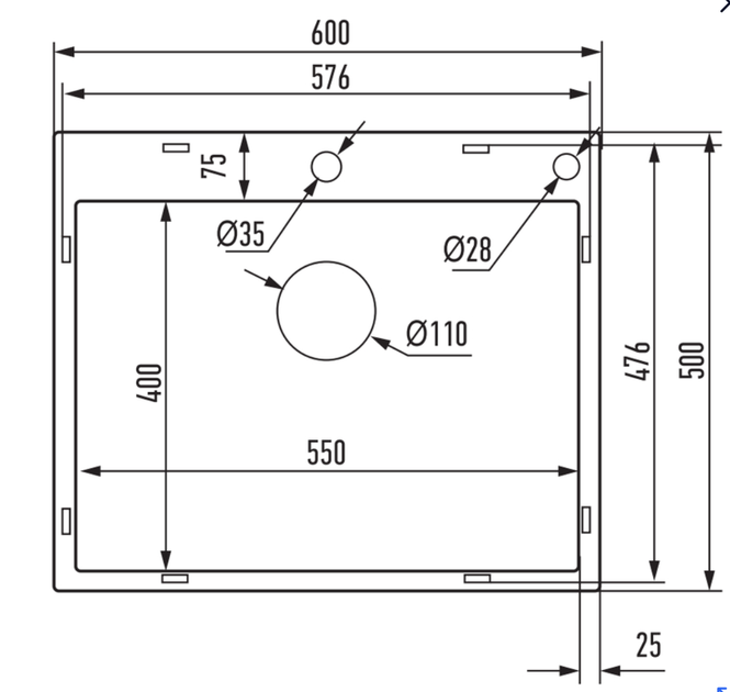 Кухонна мийка Mixxus MH6050 Micro Decor Black 600×500 мм, товщина 3.0/0.8 мм, чорна, з нержавіючої сталі - изображение 4