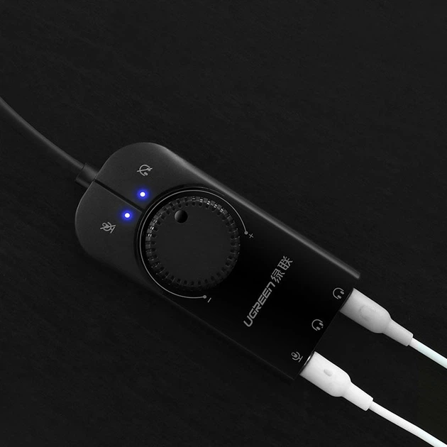 Звукова карта USB AUX jack, 2*TRS (Mic + Ear) SSS1629 Ugreen Чорна CM129 - изображение 6