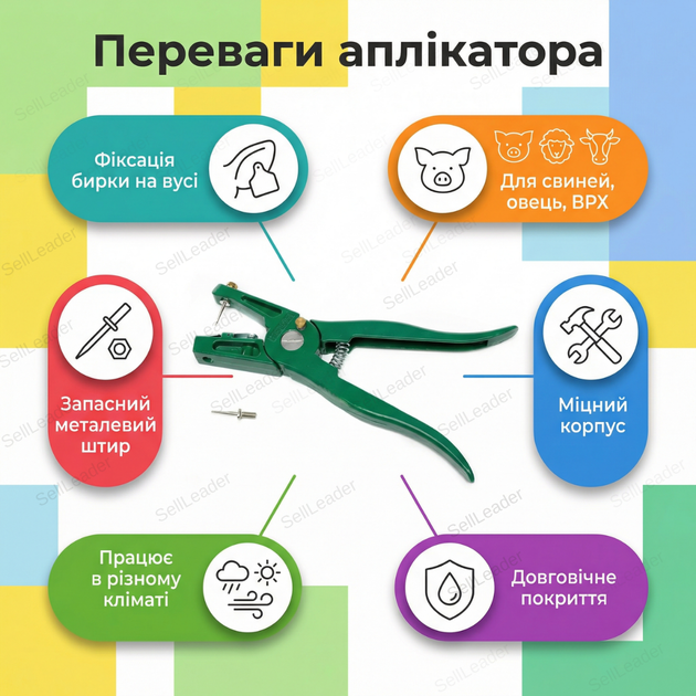Биркователь для ушных бирок аппликатор штифтовой клещи металлические для свиней коз КРС овец механический - Фото 2 Биркователь для ушных бирок аппликатор штифтовой клещи металлические для свиней коз КРС овец механический - изображение 2