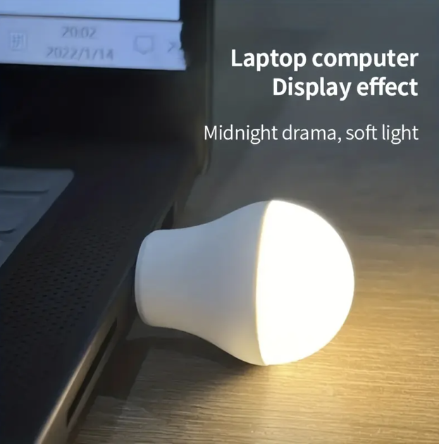 Светодиодная USB лампа-фонарик груша ночник 1W USB LED Light Теплый - изображение 3