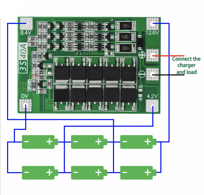 Контроллер заряда разряда BMS 3S 40A Li-ion 12.6В 18650 26650 с балансиром - изображение 2