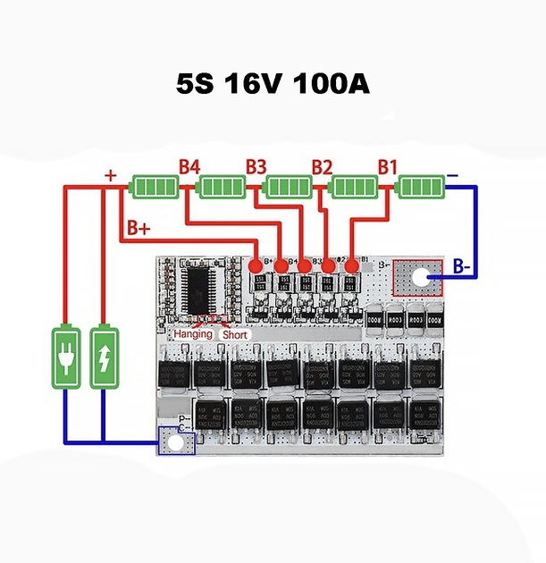 Плата BMS BT3-5_v3 5S 16V 100A для защиты и балансировки LiFePO4 аккумуляторов - изображение 2