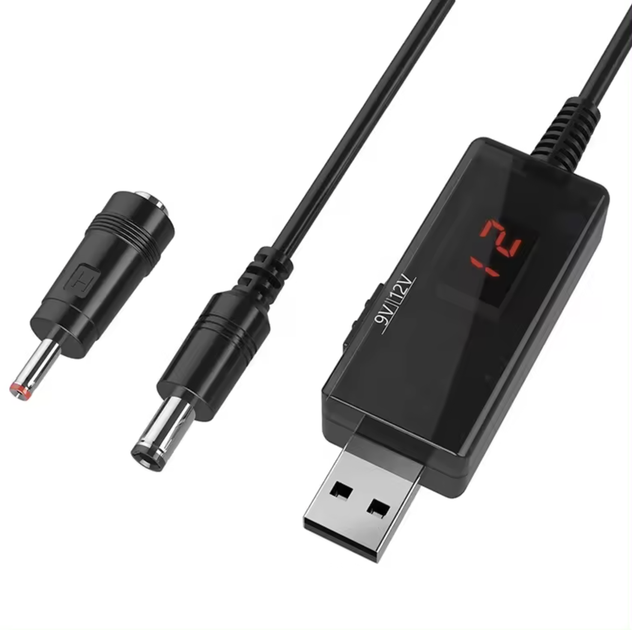 Кабель инвертор повышающий на 9-12В для роутера USBx5.5x2.1 от PowerBank - Фото 4 Кабель инвертор повышающий на 9-12В для роутера USBx5.5x2.1 от PowerBank - изображение 4