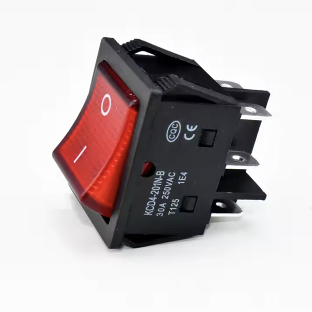 Сетевой выключатель KCD4-201N-B 30A 250VAC 6pin 32х25 Красный со светодиодом - изображение 2