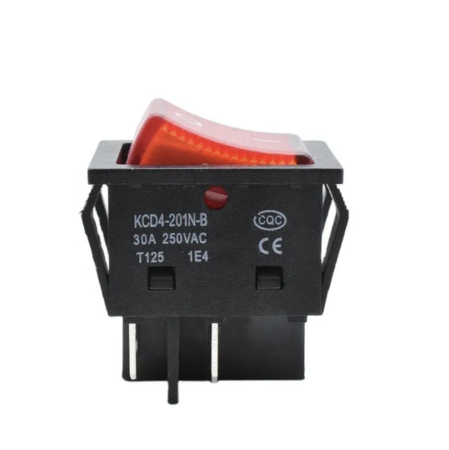 Сетевой выключатель KCD4-201N-B 30A 250VAC 4pin 32х25 Красный со светодиодом - изображение 2