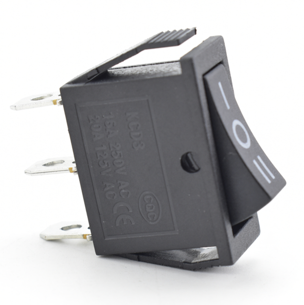 Сетевой выключатель трехпозиционный KCD3 3pin 16А 250V Чорный 30х13мм - изображение 2