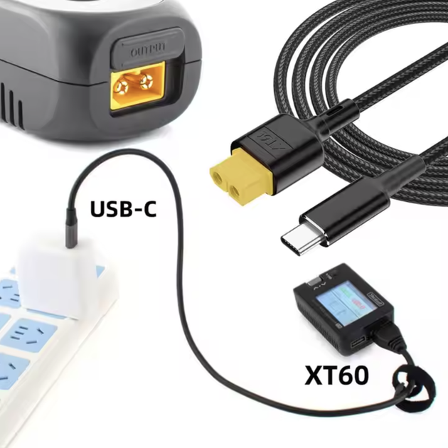 USB Type-C на XT60 Female кабель 50см для гаджетов 100Вт - изображение 8