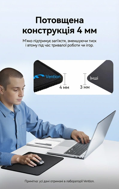 Игровой коврик для мыши Vention 450x400 мм 4 мм прошитые края Черный (KDZB0) - изображение 4