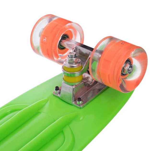 Скейтборд пластиковий Penny LED WHEELS 22in зі світящими колесами (салатово-оранжевий) (SK-5672-7) - зображення 3