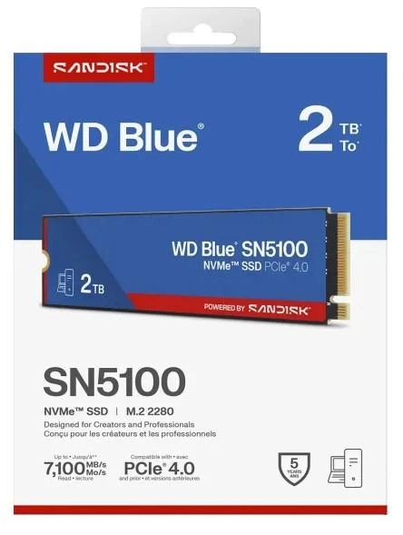 Накопичувач SSD M.2 NVMe 2TB WD Blue SN5100 SanDisk 3D TLC 7100/6700 MB/s (WDS200T5B0E) - изображение 3