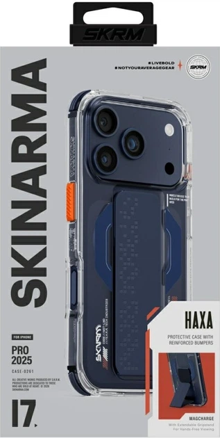 Etui SkinArma Haxa Magnetic Charging + Grip Stand do Apple iPhone 17 Pro Blue (8886461249392) - obraz 3