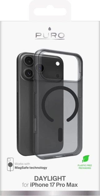 Etui plecki Puro Daylight Silicone Case MagSafe do Apple iPhone 17 Pro Translucent Black (PUIPC17P69DAYL2BLK) - obraz 2