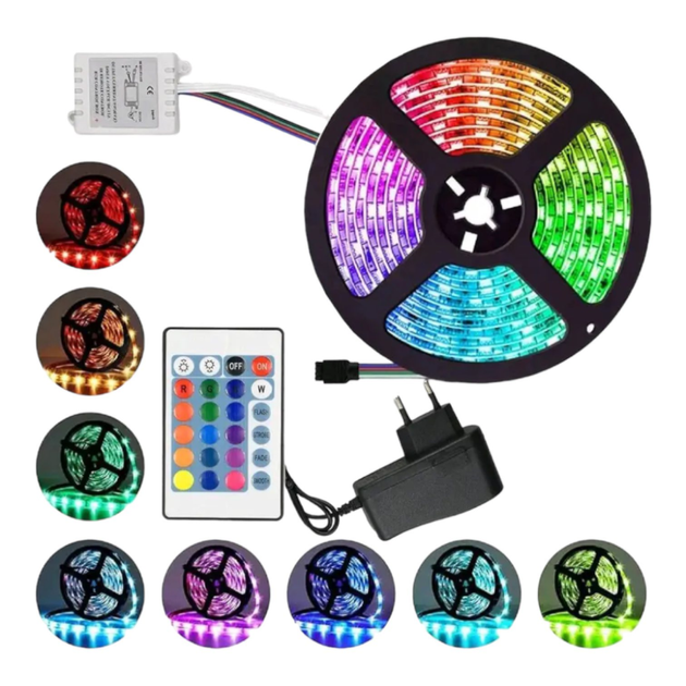 Світлодіодна LED стрічка RGB 5 м 220 В з пультом для підсвітки кімнати - зображення 2