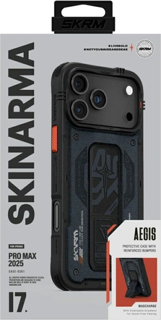 Etui plecki SkinArma Aegis Magnetic Charging + Grip Stand do Apple iPhone 17 Pro Max Navy (SK-2025IPP6.9-AEGIS-BLU) - obraz 5