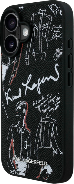 Etui Karl Lagerfeld Grained Pattern & Logo MagSafe do iPhone 16 Black (3666339463304) - obraz 2